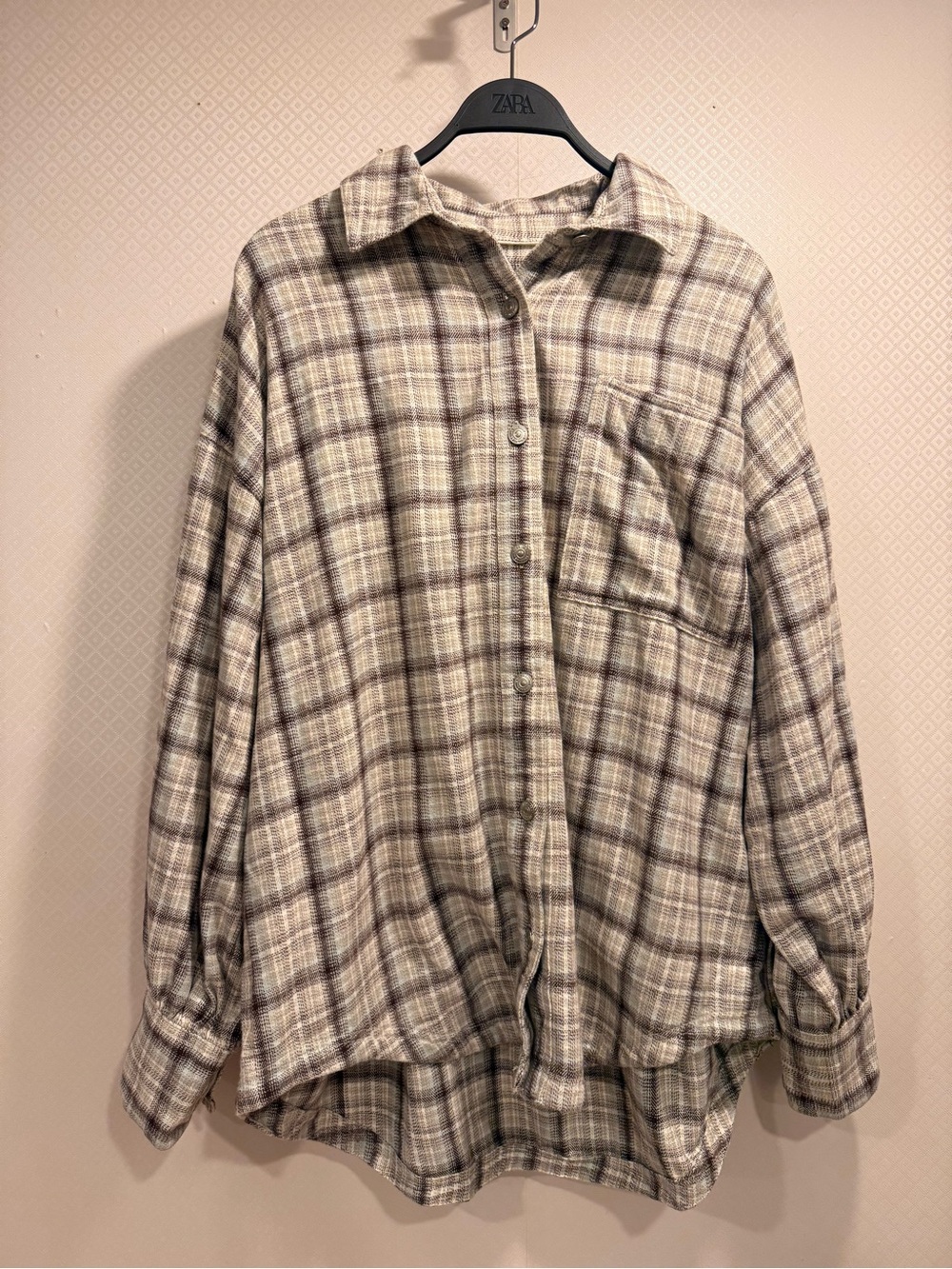 NWT We The Free Cream and Brown Plaid Button-Down Shirt Size XL - Picture 3 of 11